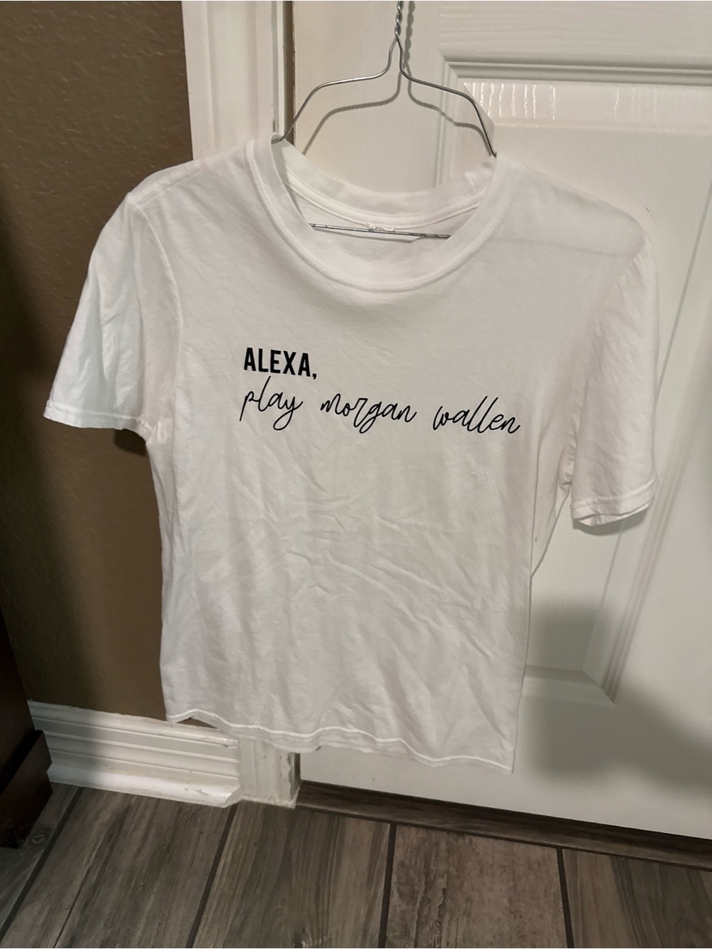White Graphic Tee - "Alexa, play Morgan Wallen"